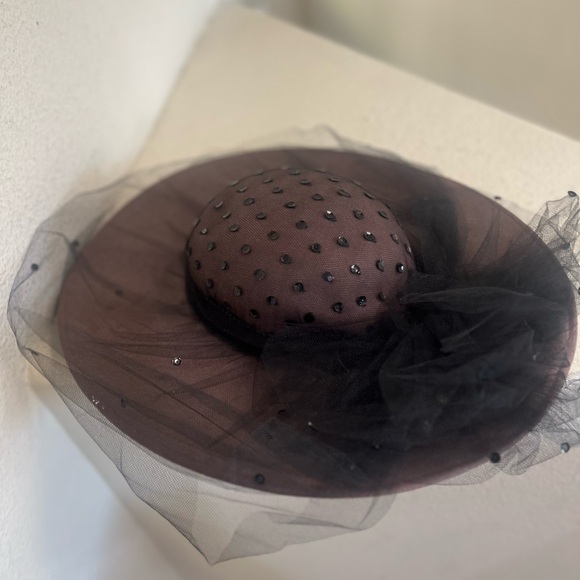 Whittall & Shon Felt 100% Wool Brown Net Sequence Detail Hat Made in USA - Picture 5 of 11